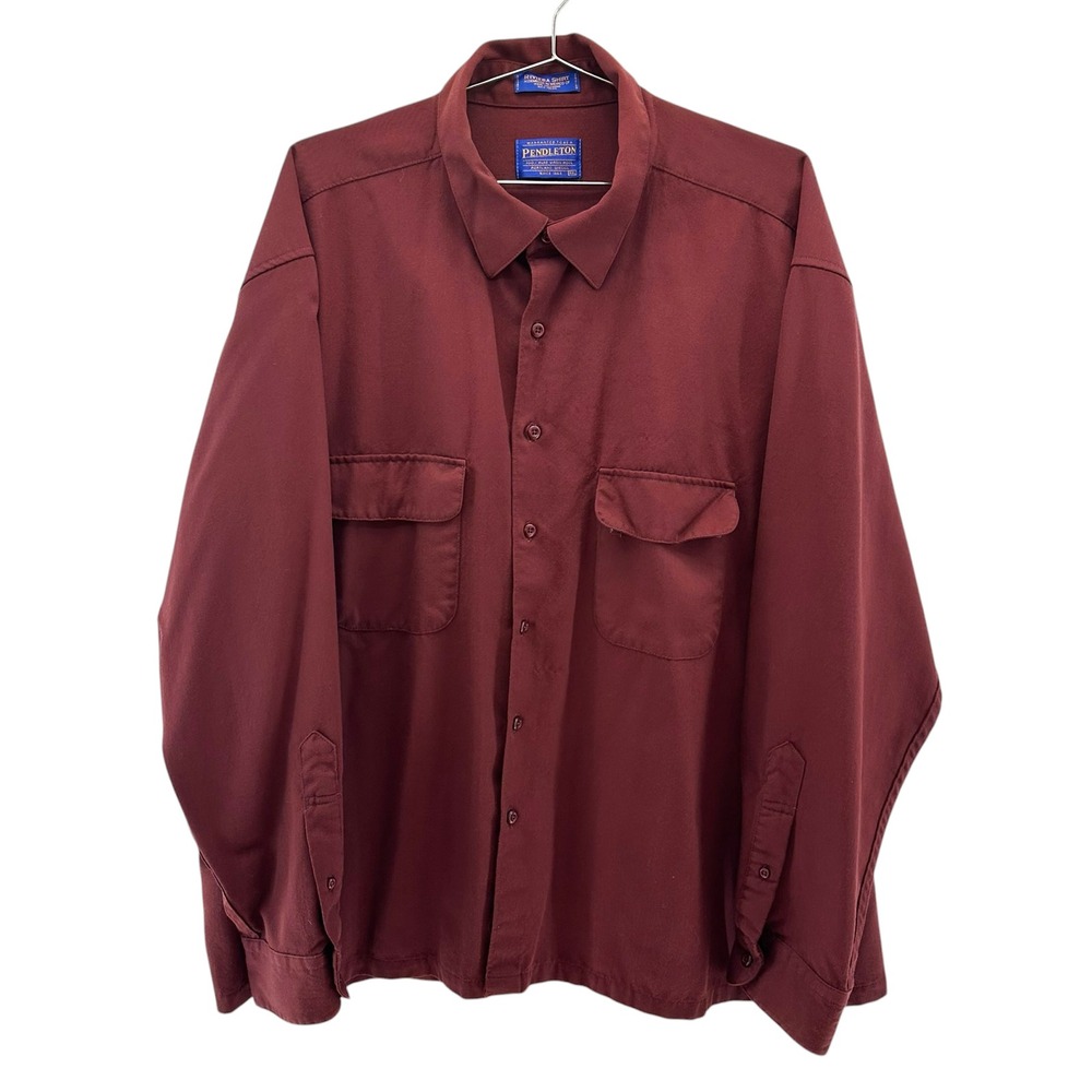 PENDLETON 100% Wool Riviera Button Down Shirt • XXL • burgundy • gorpcore rugged